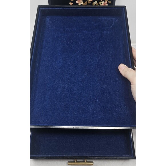 Vtg Japanese Lacquerware Maki-e Stationery Document Jewelry Box Floral Design - Picture 6 of 16